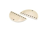 Half Moon Charm, 4 Antique Silver Plated Brass Semi Circle Blanks With 10 Holes (30x15x0.80mm) A1573