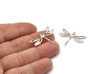 Silver Dragonfly Charm, 10 Antique Silver Plated Brass Dragonfly Charms With 1 Loop, Pendants, Findings (20x30x0.60mm) A3446