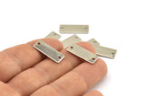 Silver Rectangle Bar, 12 Silver Tone Brass Rectangle Stamping Blanks with 2 Holes (20x8x0.80mm) A0813