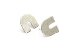 Stud Earring, 6 Antique Silver Plated Brass U Shaped Stud Earrings (15x0.80mm) M161 A1561
