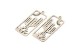 Silver Cactus Charm, 8 Antique Silver Plated Brass Cactus Charms With 1 Loop (33x15x0.60mm) A4547