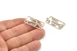 Silver Cactus Charm, 8 Antique Silver Plated Brass Cactus Charms With 1 Loop (33x15x0.60mm) A4547