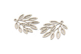 Silver Leaf Charm, 6 Antique Silver Plated Brass Branch Charms With 1 Loop, Charm Pendants (27x22.5x0.60mm) A5026