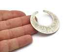 Hammered Moon Crescent Charm, Antique Silver Plated Brass Hammered Moon with 2 Holes Pendant (45x44x14mm) N0199