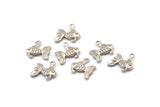 Silver Goldfish Charm, 6 Antique Silver Plated Brass Gold Fish Pendants, Jewelry Supplies, Findings (12x10mm) N0365