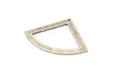 Silver Triangle Charm, 4 Textured Antique Silver Plated Brass Fan Charms With 1 Hole (40x27x0.80mm) M327