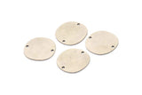 Silver Round Charm, 8 Antique Silver Plated Brass Irregular Shaped Round Charms With 2 Holes, Connectors (18x0.60mm) A3215