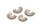 Silver Sun Charm, 6 Antique Silver Plated Brass Sun Charms With 2 Loops, Connectors (10x14x2mm) N0674