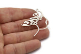 Silver Face Charm, 4 Antique Silver Plated Brass Face Charms With 1 Loop, Pendants, Earrings, Findings (34x37x1mm) D0620