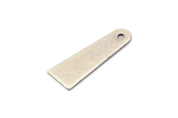 Silver Blank, 6 Antique Silver Plated Brass Stamping Tags With 1 Hole (10x28mm) D0263 / N0683