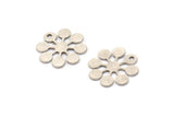 Silver Flower Charm, 12 Antique Silver Plated Brass Flower Charms With 1 Hole (15x14x0.60mm) A3497