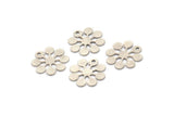 Silver Flower Charm, 12 Antique Silver Plated Brass Flower Charms With 1 Hole (15x14x0.60mm) A3497