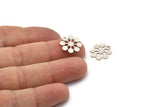 Silver Flower Charm, 12 Antique Silver Plated Brass Flower Charms With 1 Hole (15x14x0.60mm) A3497