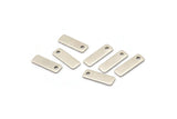 Silver Rectangle Bar, 24 Tiny Antique Silver Plated Brass Rectangle Charms With 1 Hole, Necklace Finding (15x5x0.80mm) U023