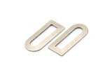 D Shape Charm - 6 Antique Silver Plated Brass D Shape Connectors, Blanks (30x13x0.80mm) M070