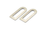 D Shape Charm - 6 Antique Silver Plated Brass D Shape Connectors, Blanks (30x13x0.80mm) M070