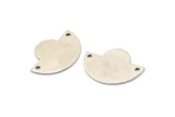 Semi Circle Charm, 4 Antique Silver Plated Brass Semi Circle Blanks With 2 Holes, Geometric Pendant (24x17.5x0.8mm) U102