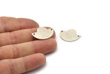 Semi Circle Charm, 4 Antique Silver Plated Brass Semi Circle Blanks With 2 Holes, Geometric Pendant (24x17.5x0.8mm) U102