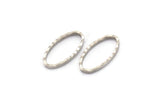 Silver Oval Ring, 24 Antique Silver Plated Brass Oval Faceted Ring, Connector, Charms (16x9x1.30mm) N0535