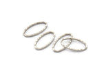 Silver Oval Ring, 24 Antique Silver Plated Brass Oval Faceted Ring, Connector, Charms (16x9x1.30mm) N0535