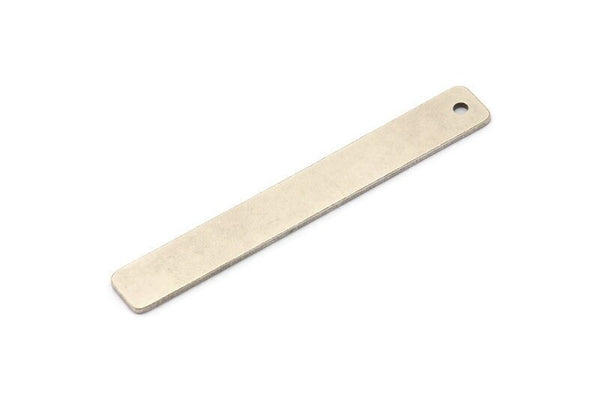 Silver Neckalce Bar, 2 Antique Silver Plated Brass Rectangle Stamping Blank With 1 Hole, Pendant (8x60x1mm) Y166