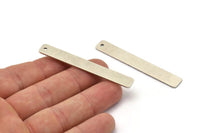 Silver Neckalce Bar, 2 Antique Silver Plated Brass Rectangle Stamping Blank With 1 Hole, Pendant (8x60x1mm) Y166