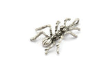 Silver Ant Pendant, 2 Antique Silver Plated Brass Ant Pendants With 1 Hole, Animal Jewelry (27x22.5x5mm) U135