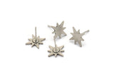 Silver North Star Earring, 8 Antique Silver Plated Brass Pole Star Shaped Stud Earrings (12x1mm) A3739