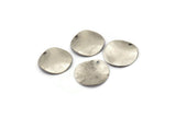 Silver Disc Charm, 12 Antique Silver Plated Brass Round Disc Charms (16mm) A0497