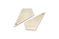 Silver Triangle Charm, 6 Antique Silver Plated Brass Triangle Charms With 1 Holes (37x20x0.80mm) A1574