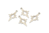 Silver North Star Charm, 50 Antique Silver Plated Brass Pole Star Charms With 1 Loop (21x12mm) E376