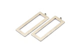 Silver Rectangle Charm, 4 Antique Silver Plated Brass Rectangle Charms With 1 Loop (40x15x1mm) D0682 H0930