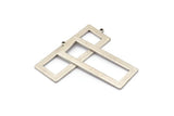 Silver Rectangle Charm, 4 Antique Silver Plated Brass Rectangle Charms With 1 Loop (40x15x1mm) D0682 H0930