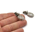 Silver Pineapple Pendant,  Antique Silver Plated Brass Pineapples, Without Holes (30x13.4x6.3mm) N0243