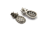 Silver Pineapple Pendant,  Antique Silver Plated Brass Pineapples, Without Holes (30x13.4x6.3mm) N0243