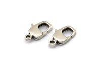 Silver Parrot Clasp, 4 Antique Silver Plated Brass Lobster Claw Clasps (16x7.8mm) Bs-1226--n0592