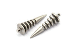 Silver Spike Charm, Antique Silver Plated Brass Spike Tribal Pendants With 1 Loop (34x10mm) U116