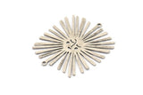 Silver Sun Charm, 2 Antique Silver Plated Brass Sun Charms With 2 Loops, Findings (38x34x0.60mm) A3879 H0370