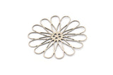 Silver Daisy Charm, 4 Antique Silver Plated Brass Flower Charms, Brass Flowers (44x0.60mm) A4626