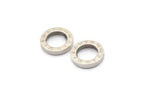 Silver Circle Connector, 6 Antique Silver Plated Brass Circle Connectors with Roman Numerals (12x2mm) BS 2177