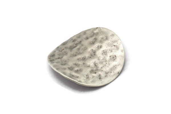 Silver Hammered Disc, 2 Antique Silver Plated Brass Hammered Wavy Discs Without Holes (28mm) B0114