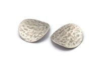 Silver Hammered Disc, 2 Antique Silver Plated Brass Hammered Wavy Discs Without Holes (28mm) B0114