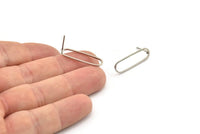 Silver Oval Earring, 8 Silver Tone Brass Oval Stud Earrings (25x7x0.80mm) BS 1732 A2046 H0442