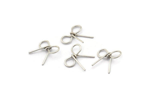 Silver Wire Connector, 24 Antique Silver Plated Brass Wire Ribbon Connectors, Charms, Findings (10x11x0.60mm) BS 2085