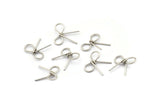 Silver Wire Connector, 24 Antique Silver Plated Brass Wire Ribbon Connectors, Charms, Findings (10x11x0.60mm) BS 2085