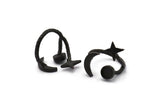 Hammered Universe Cosmos Ring, 2 Hammered Oxidized Brass Black Moon, Star And Planet Rings N0359 Q0502