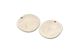 Silver Round Charm, 6 Antique Silver Plated Brass Irregular Shaped Round Charms With 1 Hole, Pendant Charms (18x0.60mm) A3218