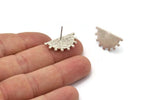 Silver Sun Earring, 4 Hammered Antique Silver Plated Brass Sunshine Stud Earrings (23x12mm) N0517