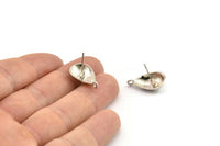 Silver Earring Post, 2 Silver Tone Brass Drop Earring Posts With 1 Loop (21x11x16mm) E291
