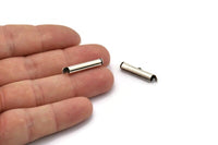 Silver Slide On End, 12 Antique Silver Plated Brass Slide On End Clasps for Seed Beads, Findings, Bracelets (20x4mm) BS 2123